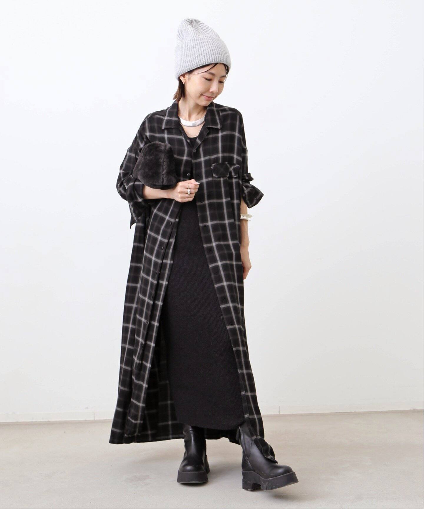 REMI RELIEF/レミレリーフ】 CHECK SHIRT DRESS（シャツワンピース  