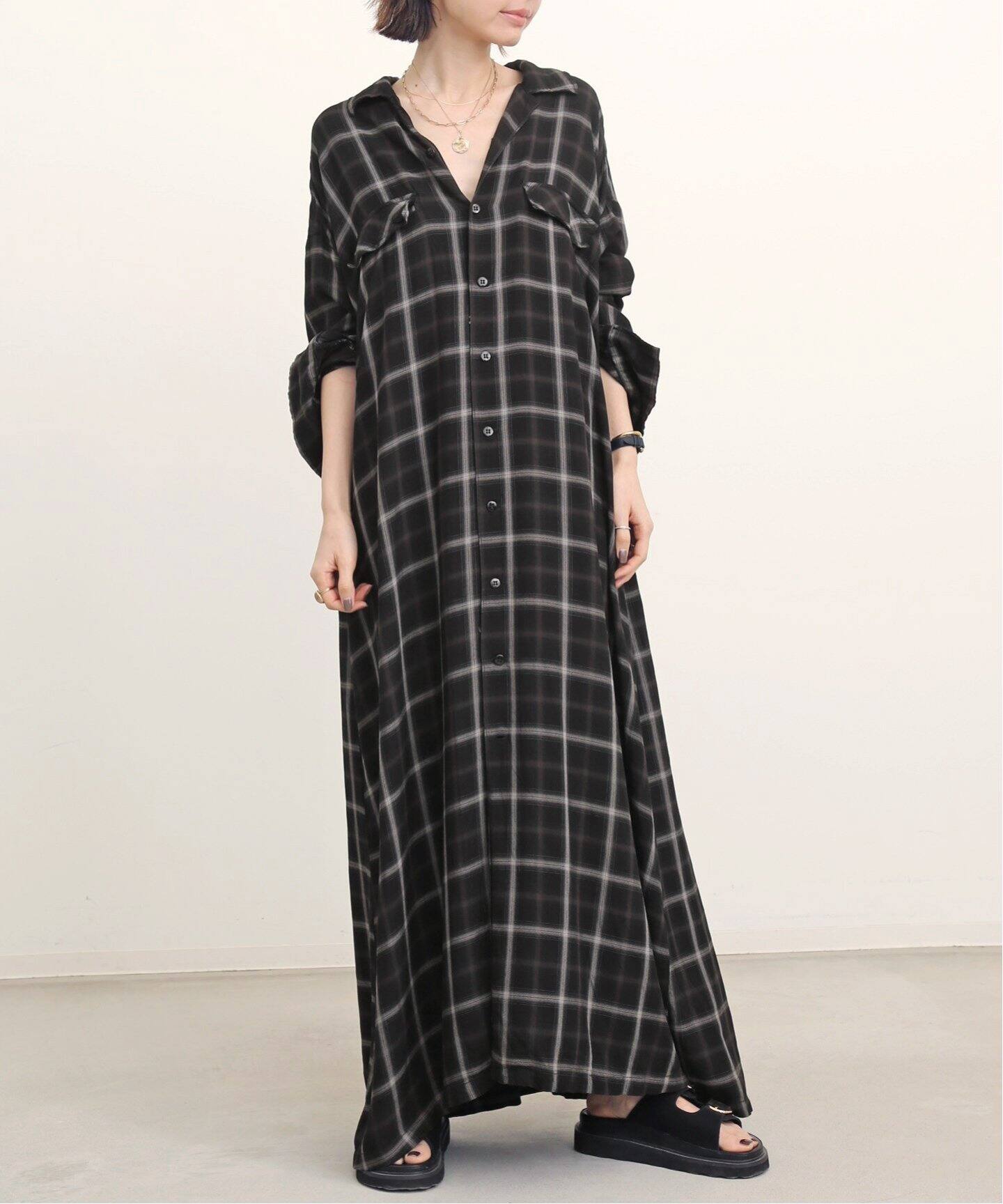 REMI RELIEF/レミレリーフ】 CHECK SHIRT DRESS（シャツワンピース 