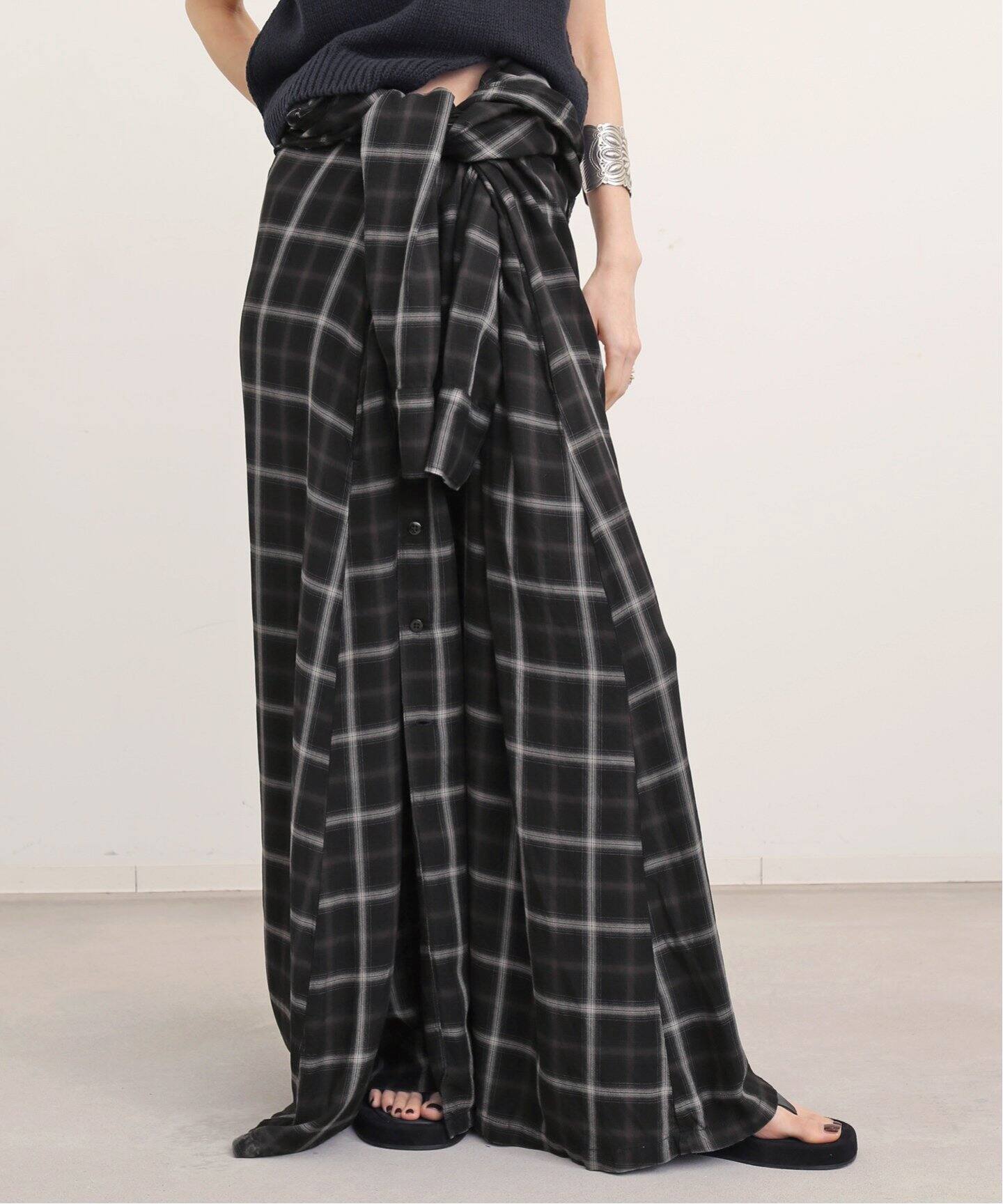 REMI RELIEF/レミレリーフ】CHECK SHIRT DRESS（ワンピース）｜L 