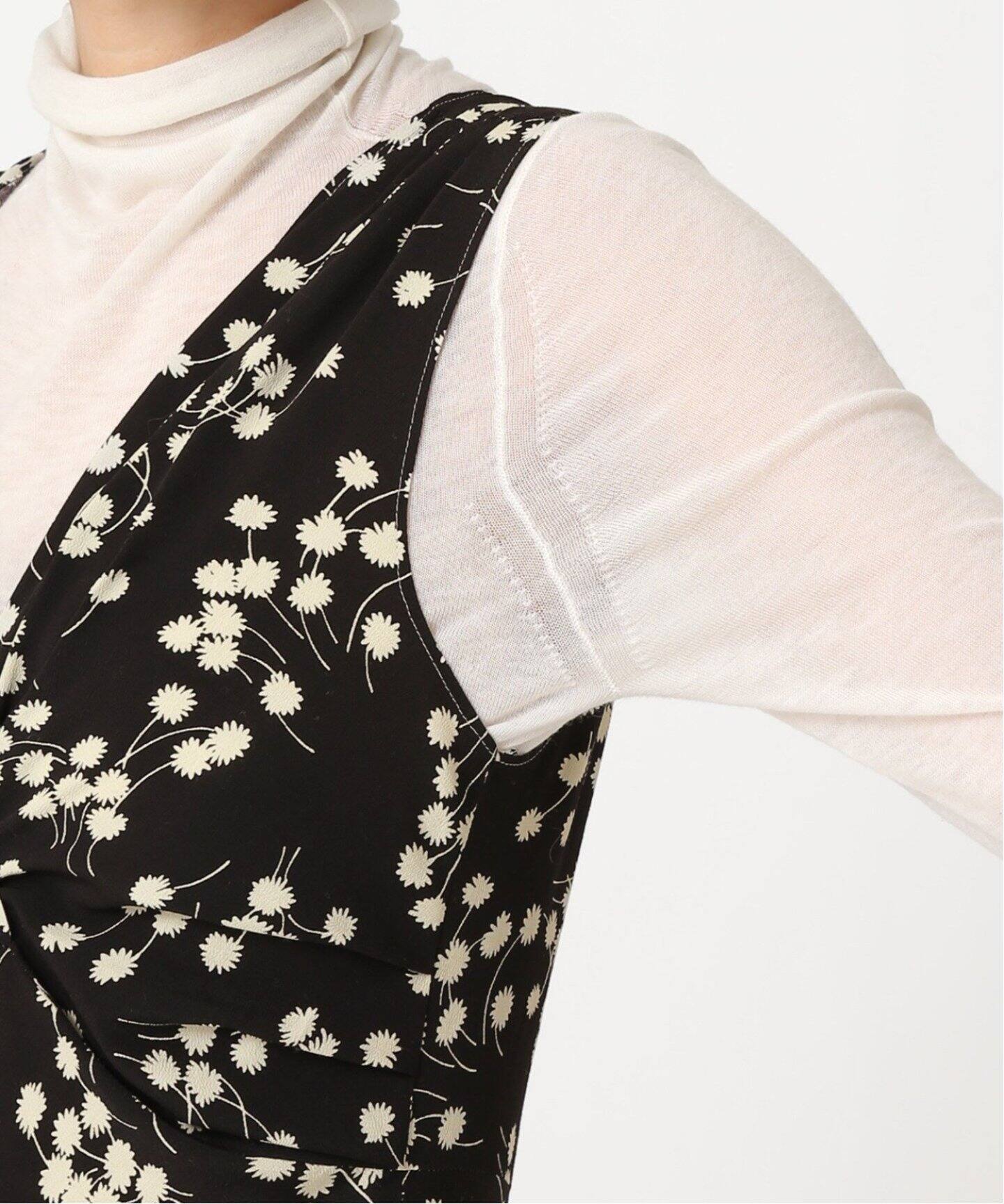 モノトーンフラワー ツイストネックマキシドレス（ワンピース）｜EDIT  