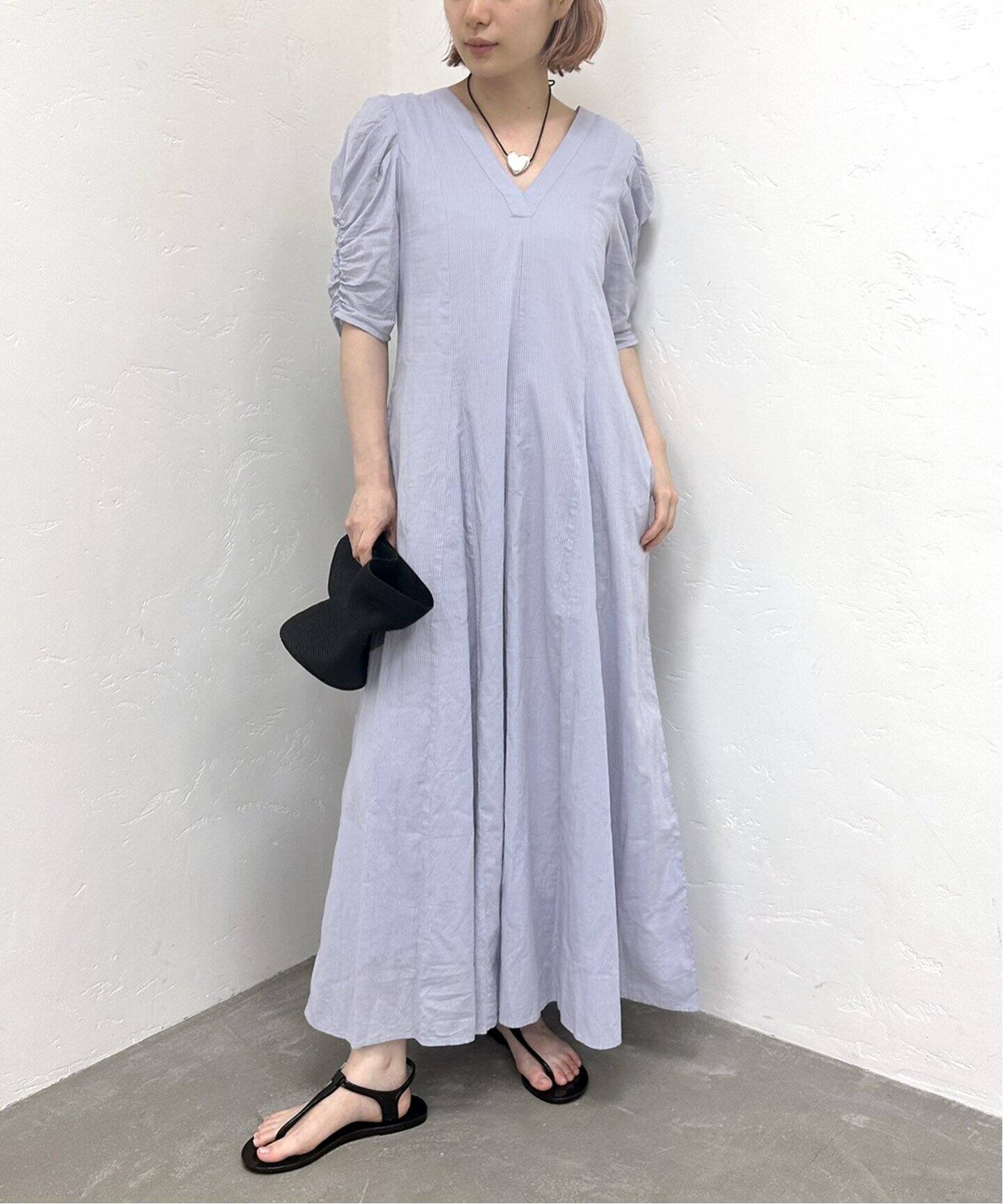 追加》【ne Quittez pas / ヌキテパ】DOBBY STRIPE PLAIN DRESS  