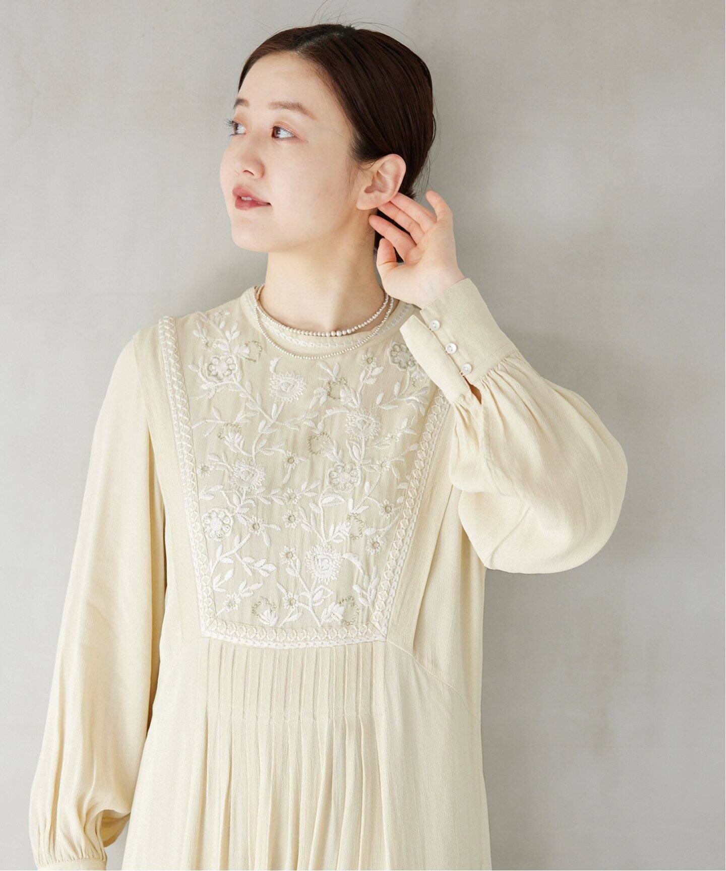 ne Quittez pas(ヌキテパ)】FLOWER EMB DRESS ドレス（ワンピース  