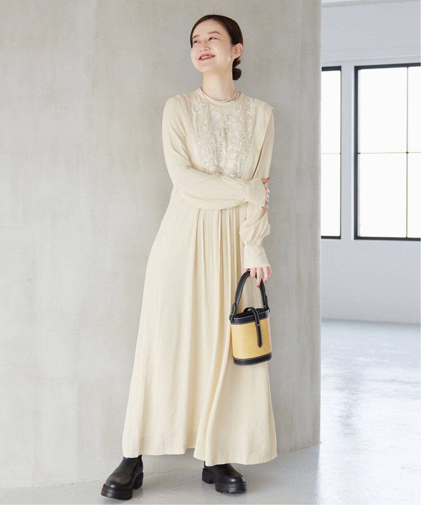 ne Quittez pas(ヌキテパ)】FLOWER EMB DRESS ドレス（ワンピース  