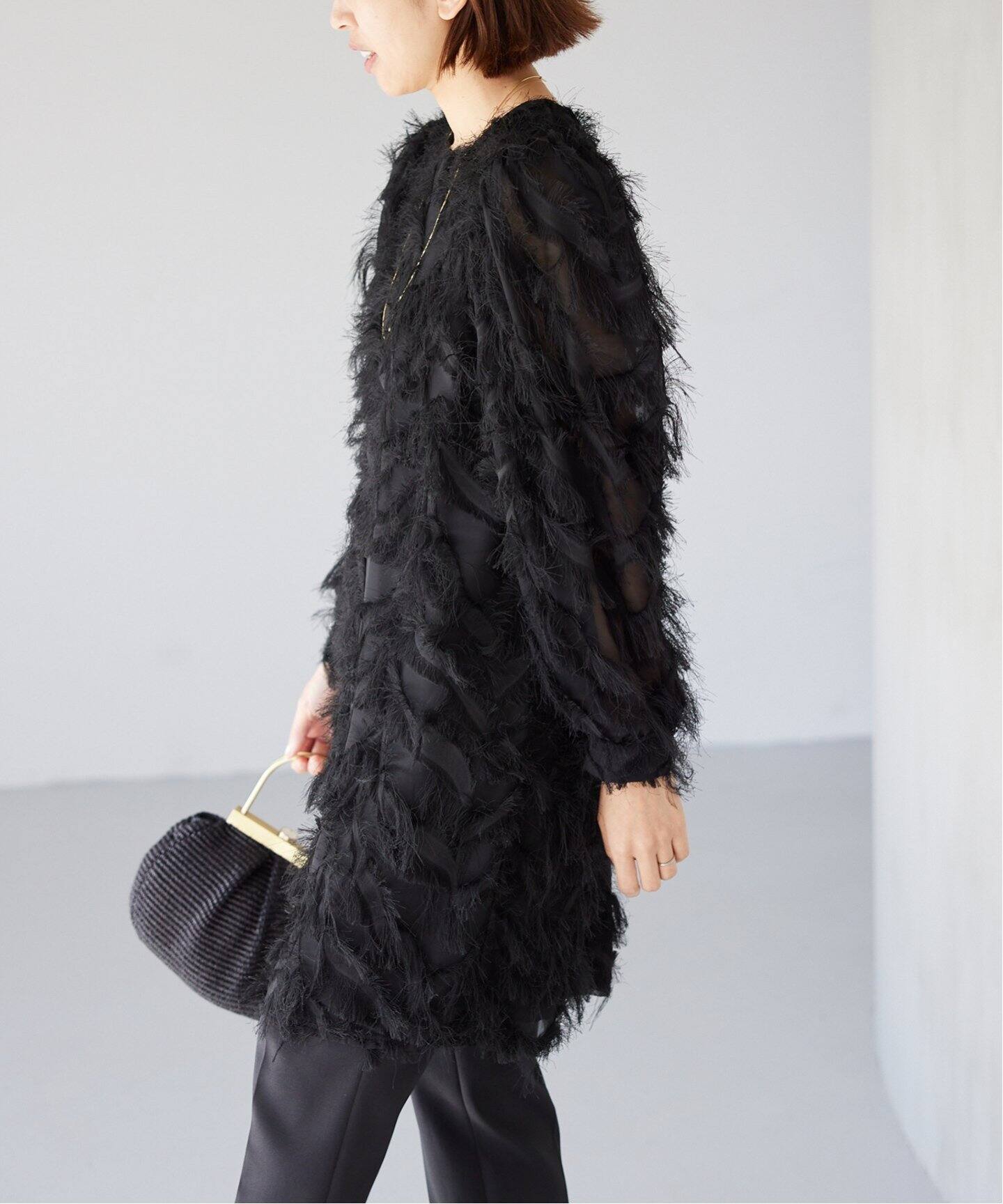 MAISON GUILLEMETTE/メゾンギヨメット】シャギーミニドレス  