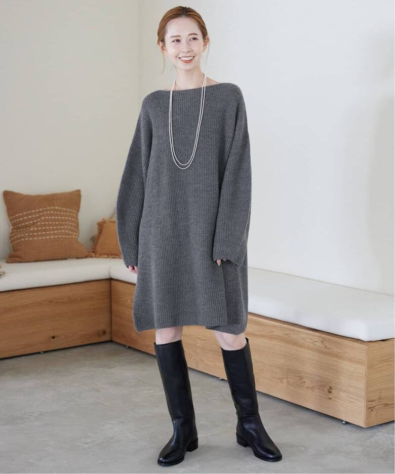 追加4》ファインウールニットミニワンピース（ニットワンピース  
