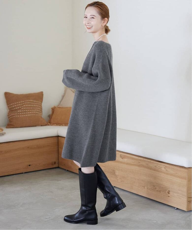 追加4》ファインウールニットミニワンピース（ニットワンピース  