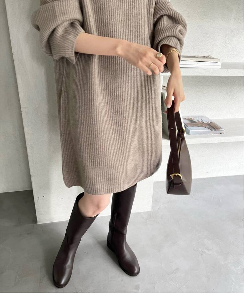 追加4》ファインウールニットミニワンピース（ニットワンピース  