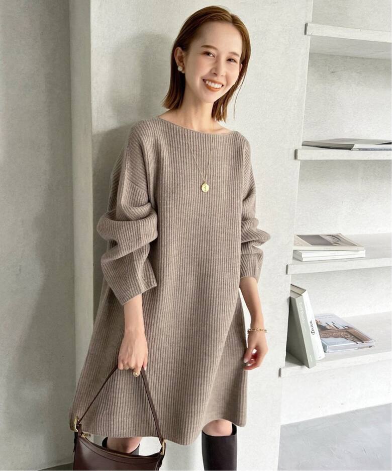 追加4》ファインウールニットミニワンピース（ニットワンピース  