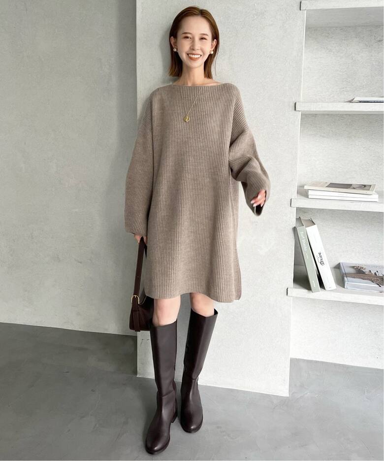 追加5》ファインウールニットミニワンピース（ワンピース）｜SLOBE  