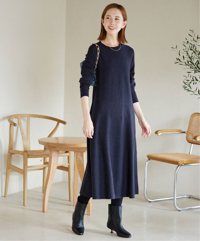 ウォッシャブルフレアワンピース（ニットワンピース）｜SLOBE IENA  