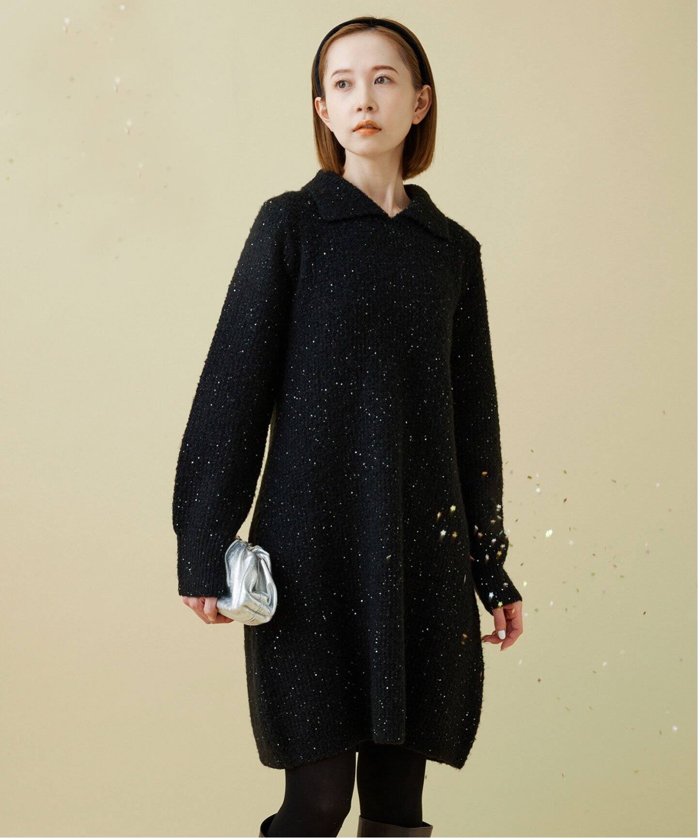 スパンコールニットミニワンピース（ワンピース）｜SLOBE IENA  