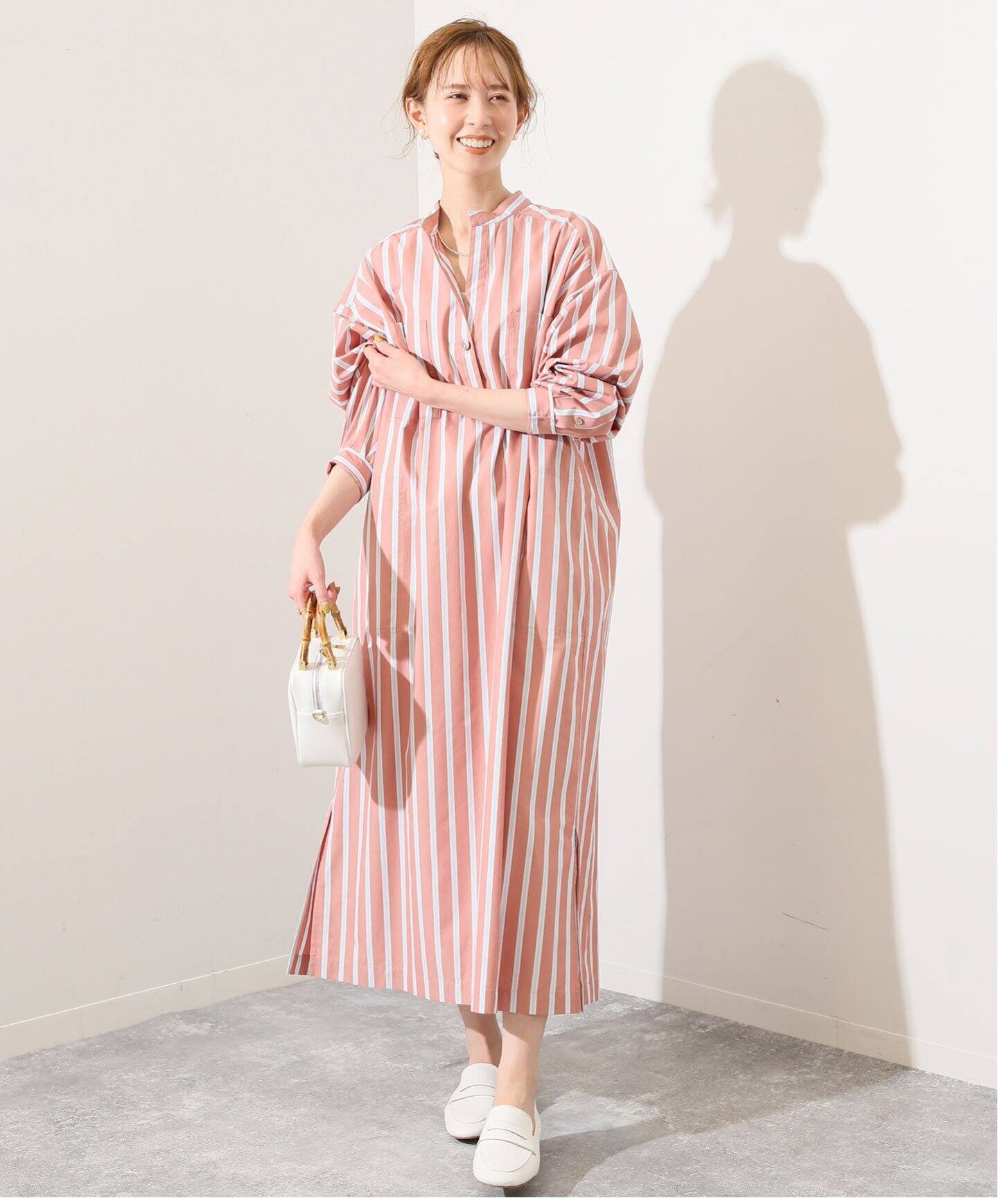 ベルト付きタイプライターシャツワンピース（シャツワンピース 
