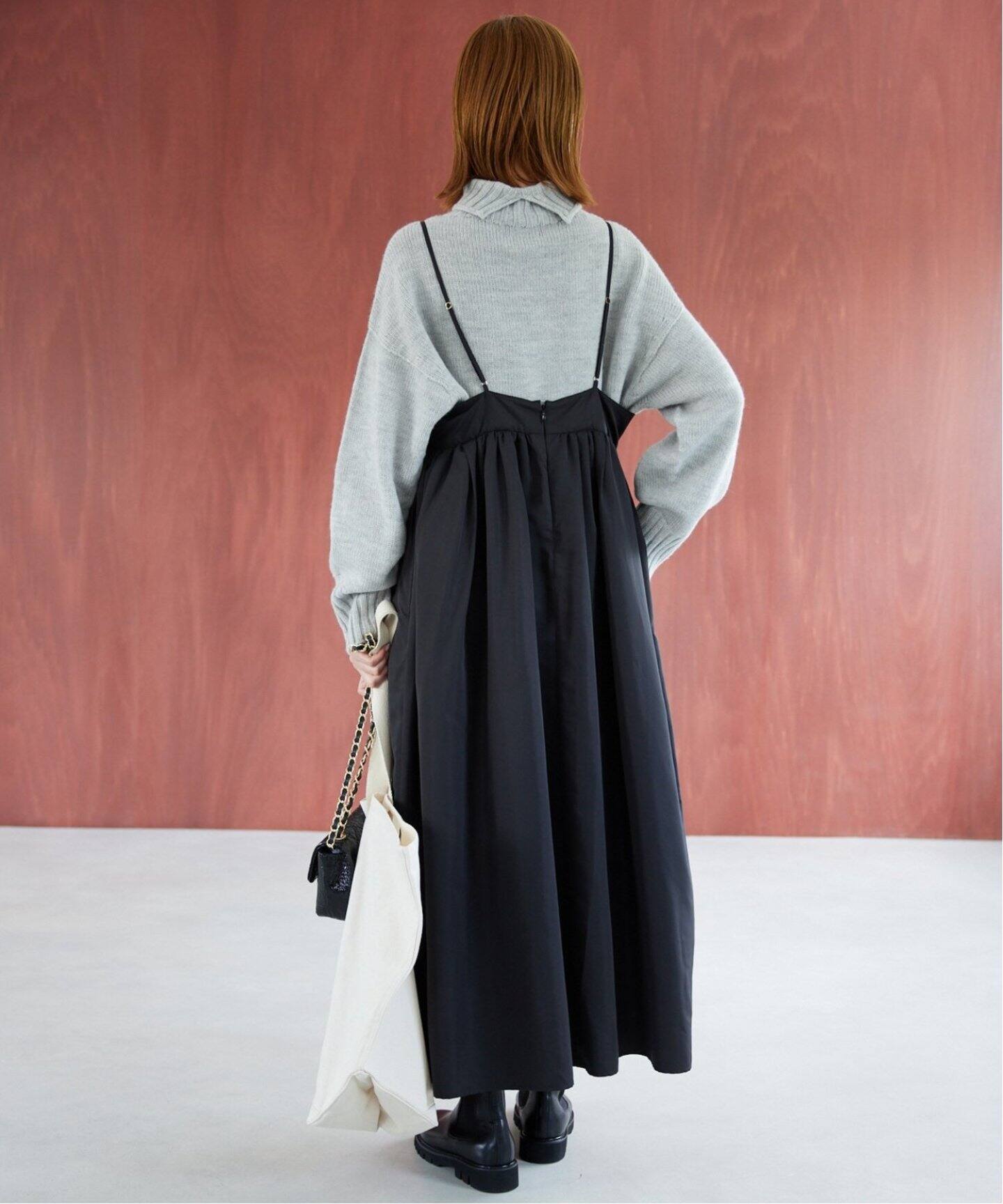 WEB限定/追加》タフタ ギャザーキャミワンピース（ワンピース）｜SLOBE  