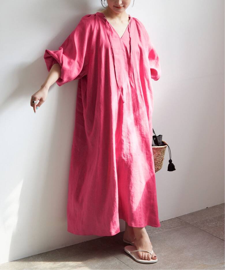 追加》ボリュームスリーブリネンワンピース（ワンピース）｜SLOBE IENA  