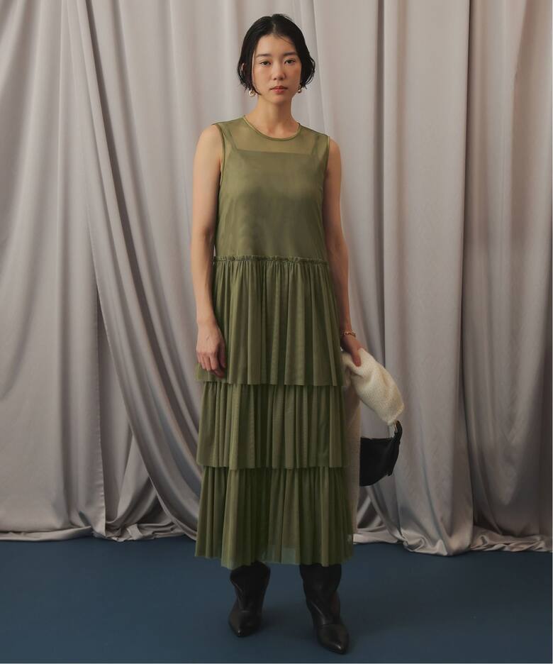 habiチュールフリルティアードドレス（ワンピース）｜SLOBE IENA  