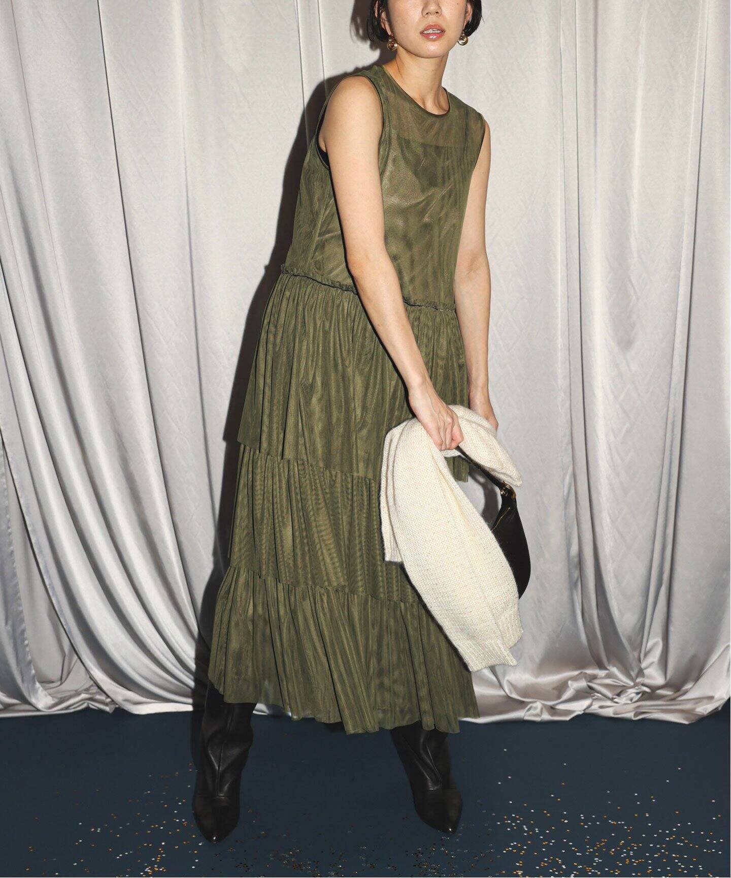 habiチュールフリルティアードドレス（ワンピース）｜SLOBE IENA  