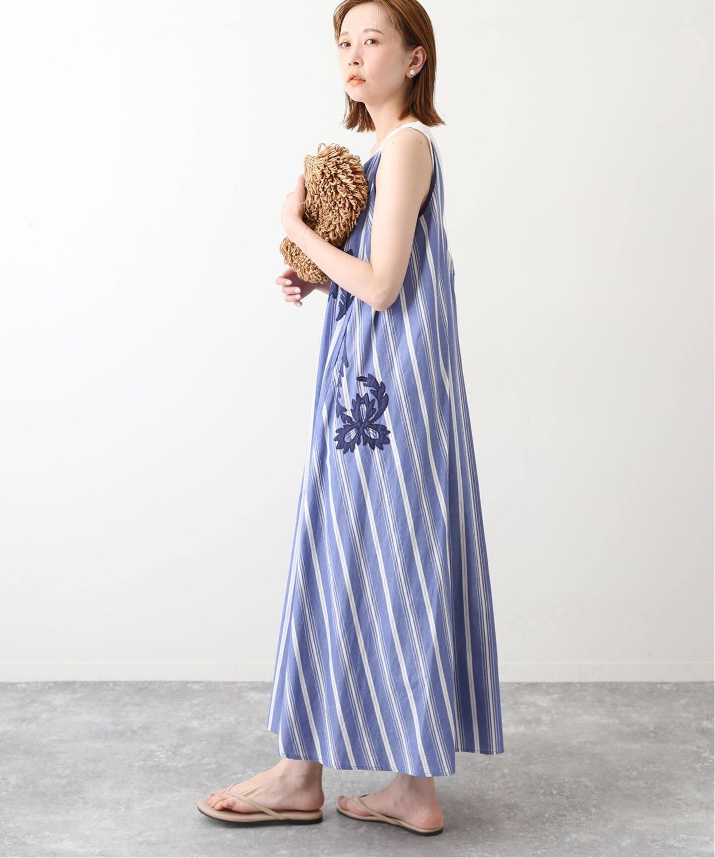 normment/ノーメント】 stripe emb n/s ワンピース（ワンピース 