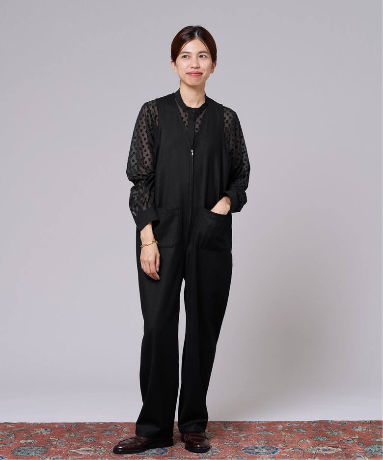 IENA LA BOUCLE フラノVネックジャンプスーツ（つなぎ／オールインワン 