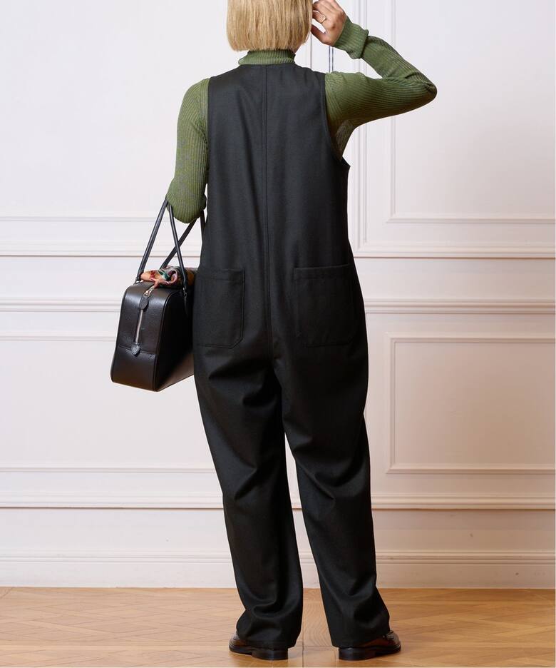 IENA LA BOUCLE フラノVネックジャンプスーツ（つなぎ／オールインワン  