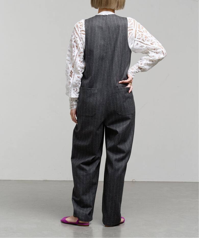 IENA LA BOUCLE フラノVネックジャンプスーツ（つなぎ／オールインワン 