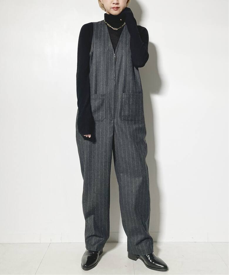 IENA LA BOUCLE フラノVネックジャンプスーツ（つなぎ／オールインワン 