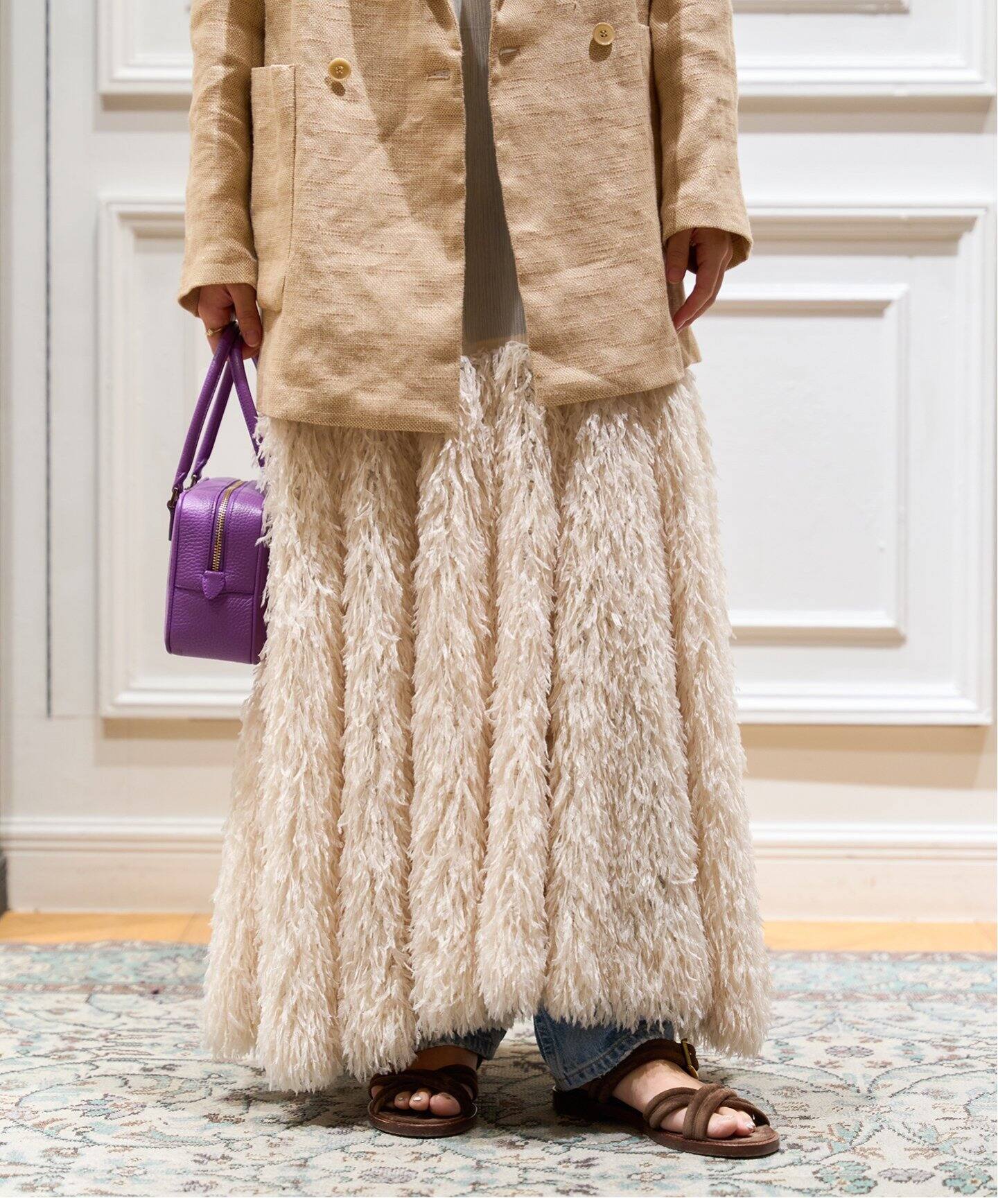 IENA LA BOUCLE フェザーヤーンフレアドレス（ワンピース）｜IENA  