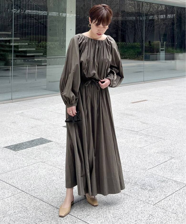 Lawn ブラウジング ギャザーワンピース（ワンピース）｜Plage  