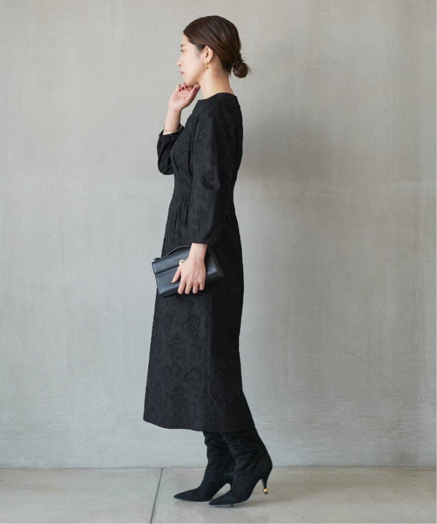 追加》ジャガードウエストシェイプワンピース（ワンピース）｜VERMEIL  