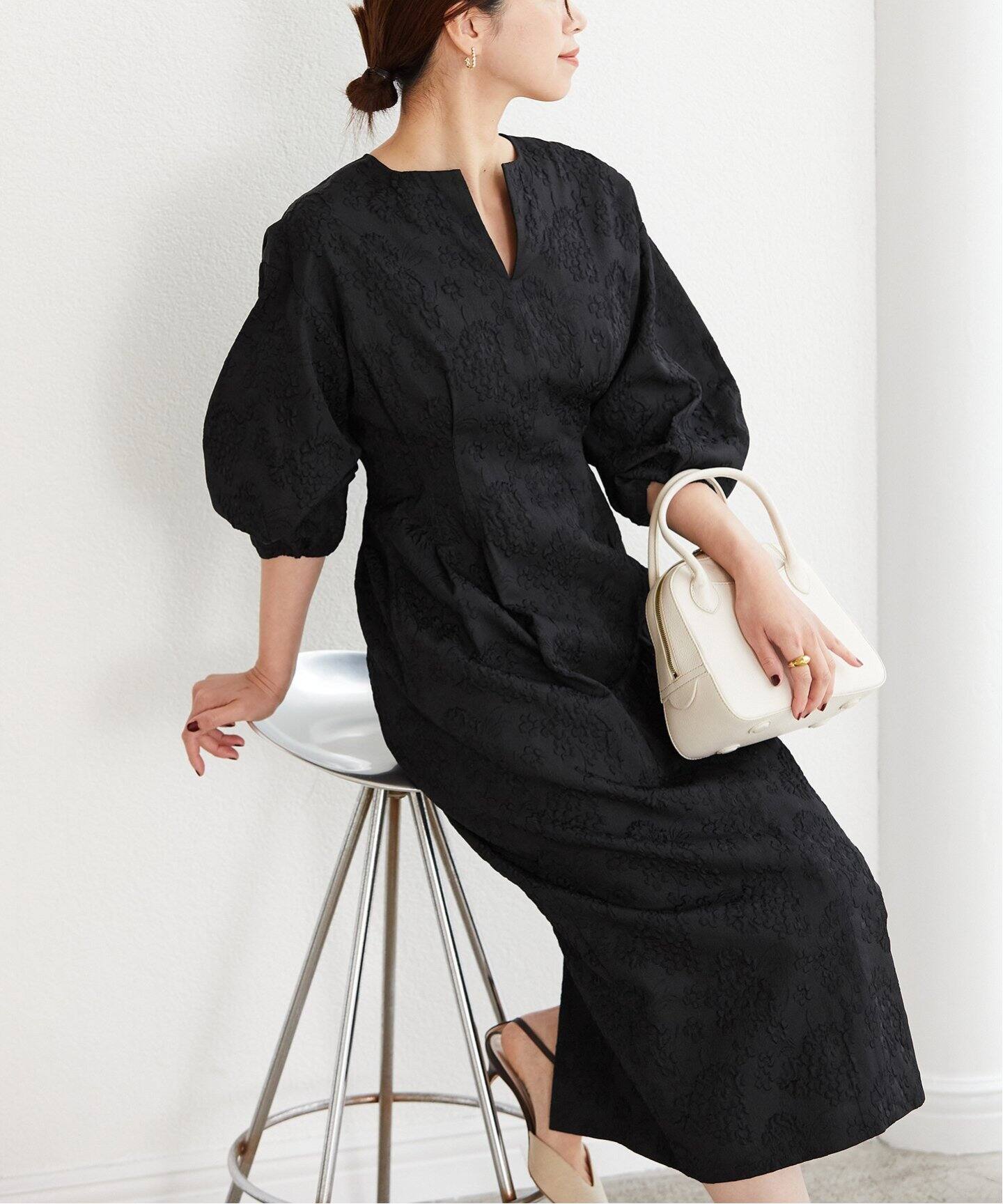 追加》ジャガードウエストシェイプワンピース（ワンピース）｜VERMEIL  