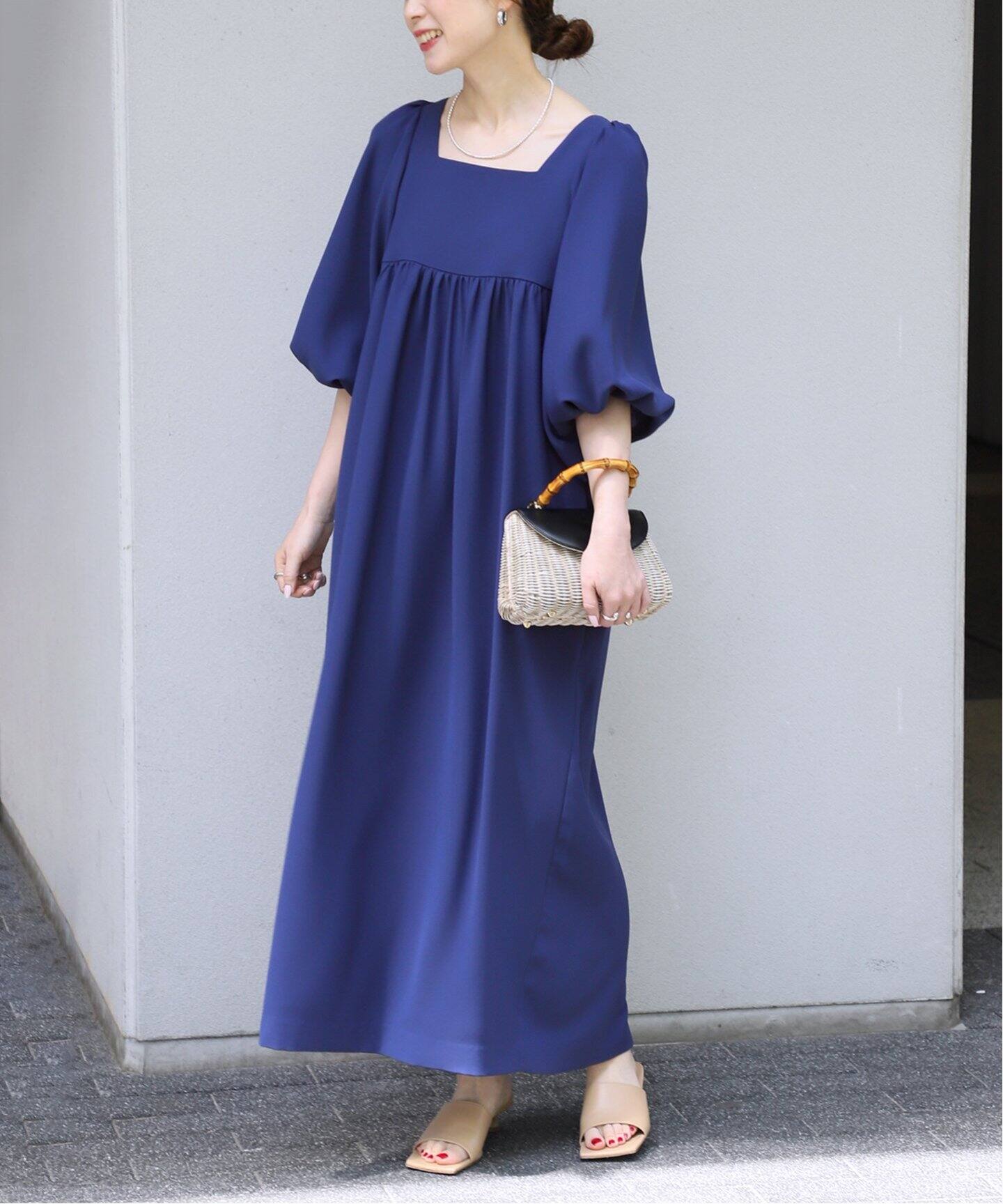 ジョーゼットスクエアネックワンピース（ワンピース）｜VERMEIL par  