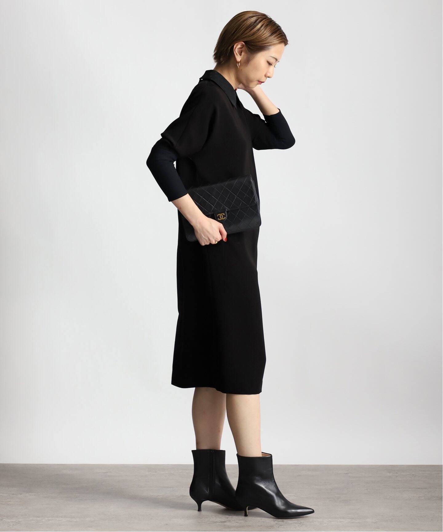 Room no.8 BLACK/ルームエイトブラック】B/DOT LACE DOLMAN DRESS  