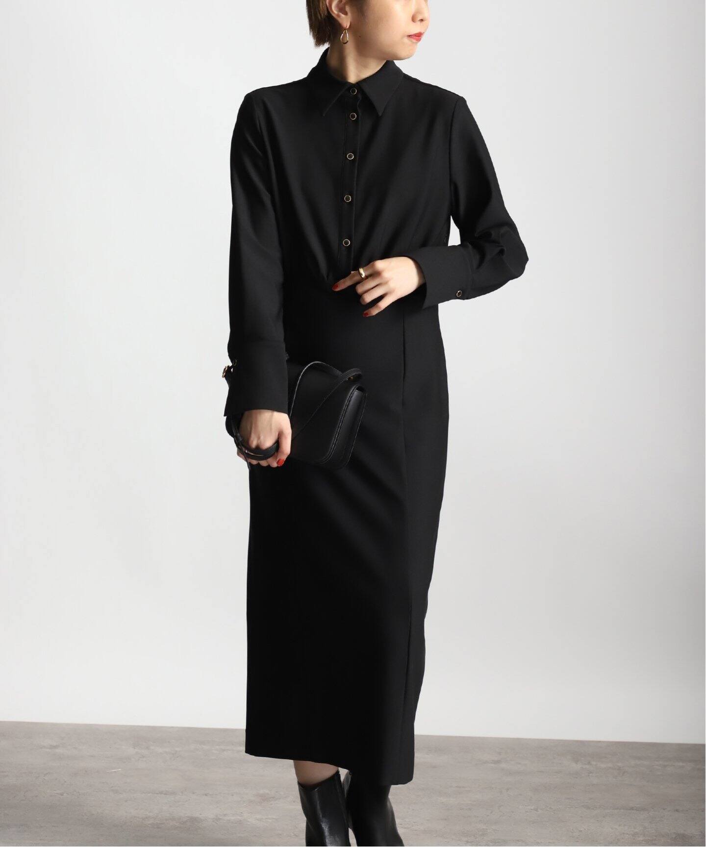 Room no.8 BLACK/ルームエイトブラック】AIR JRSY SHIRTS DRESS  