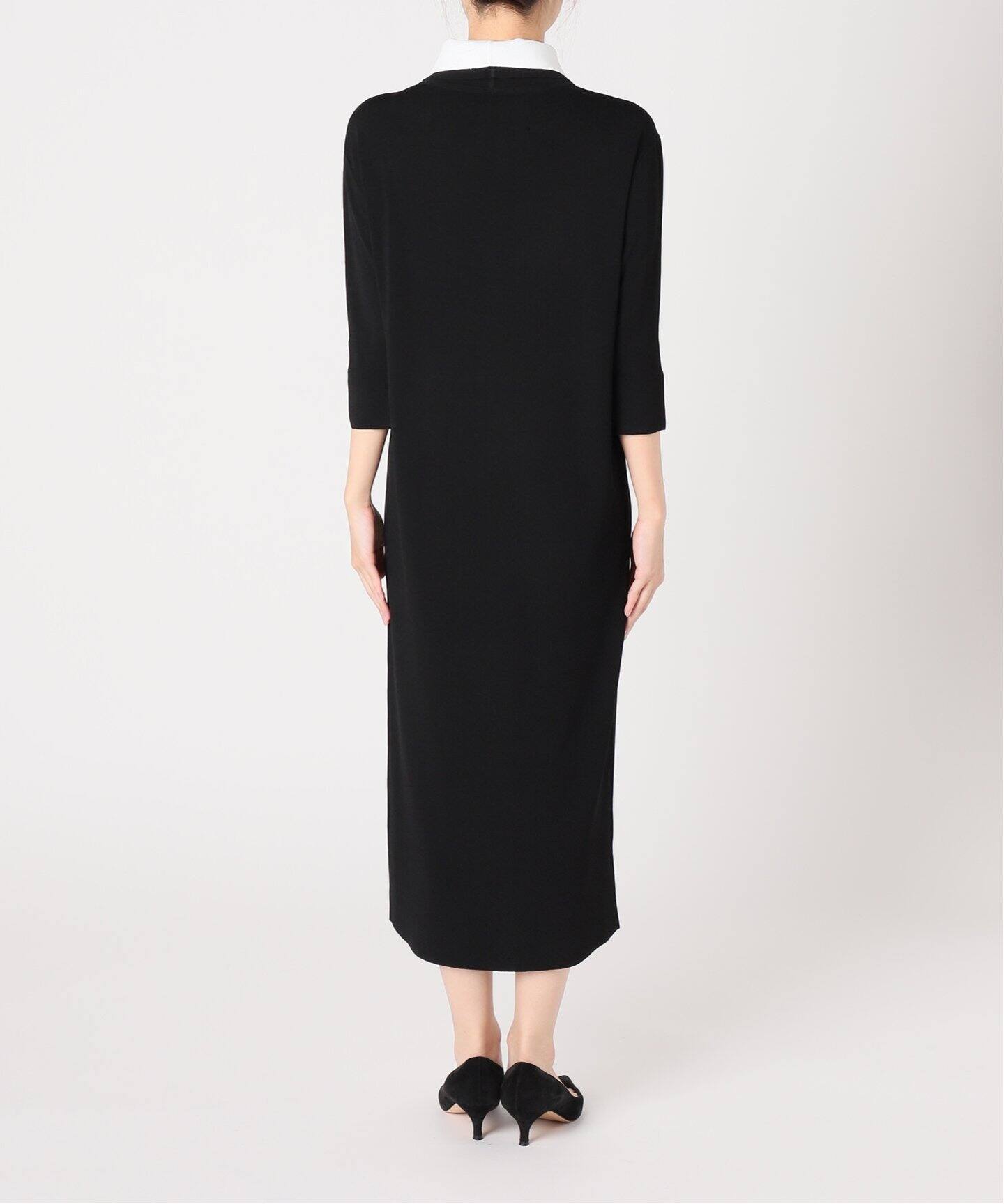 Room no.8 BLACK/ルームエイトブラック】NEEDLE BI-COLLAR DRESS  