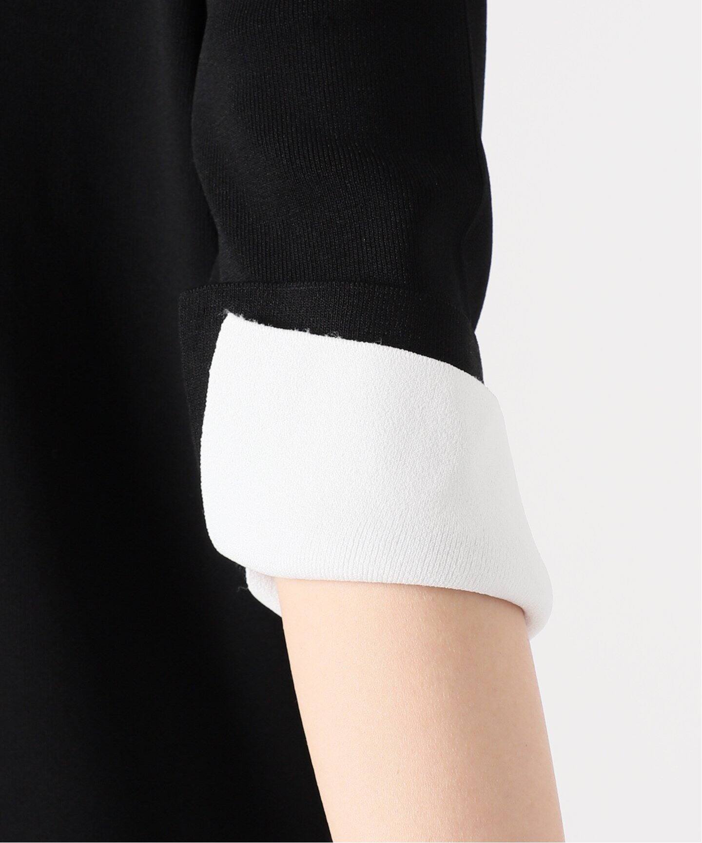 Room no.8 BLACK/ルームエイトブラック】NEEDLE BI-COLLAR DRESS  