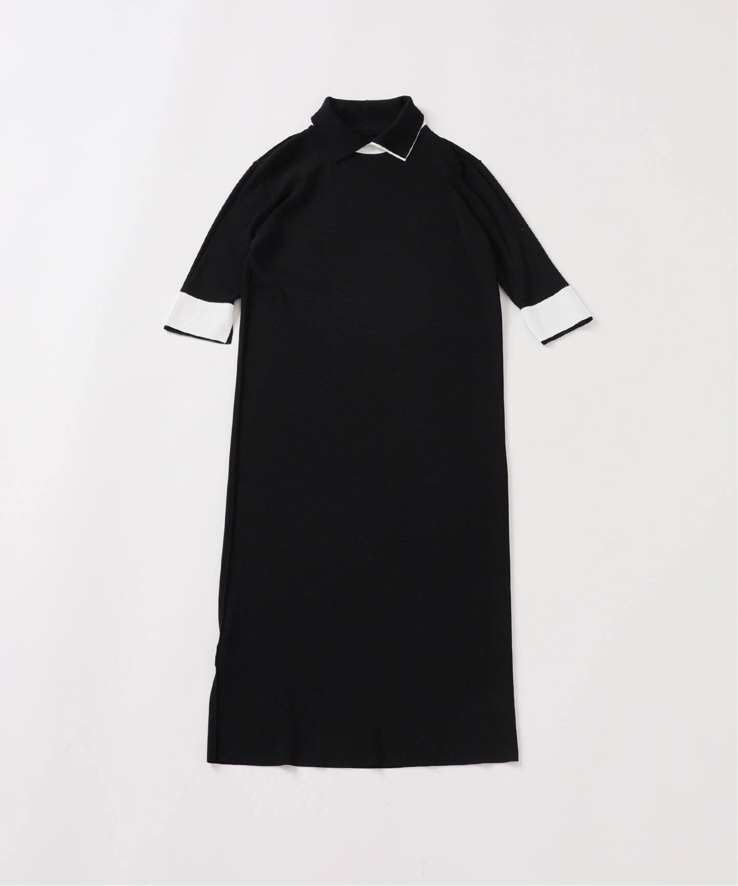 Room no.8 BLACK/ルームエイトブラック】NEEDLE BI-COLLAR DRESS  
