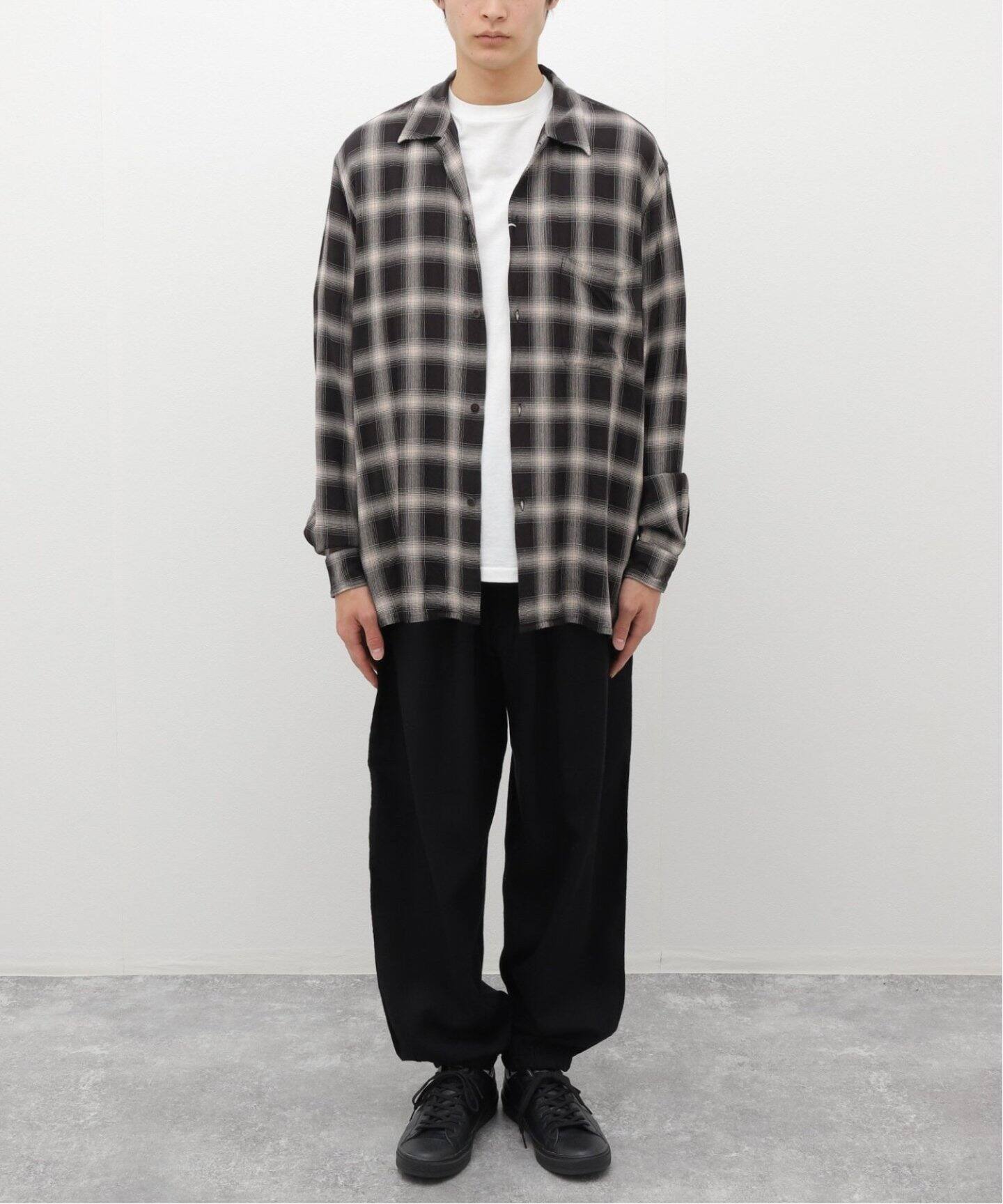 COMOLI / コモリ】rayon check open collar shirts（シャツ／ブラウス 