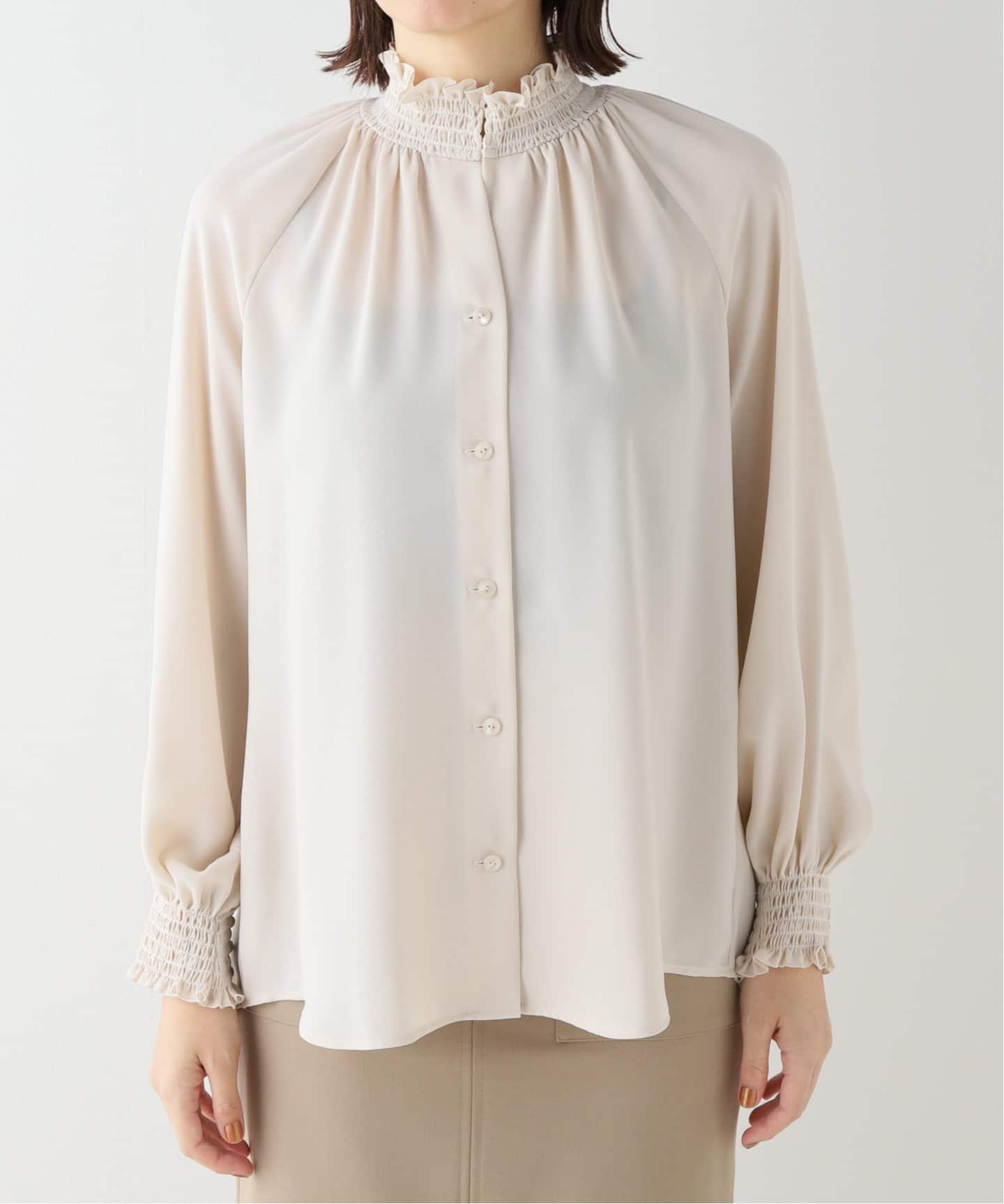 極美品♡ La Totalite シャーリングスキッパーシャツ ベージュ 長袖 極美品♡ La Totalite シャーリングスキッパーシャツ ベージュ