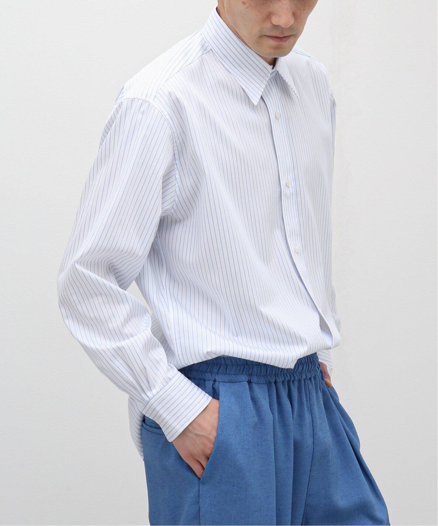 Cale / カル】60/1 ドビーストライプ レギュラーカラーシャツ 
