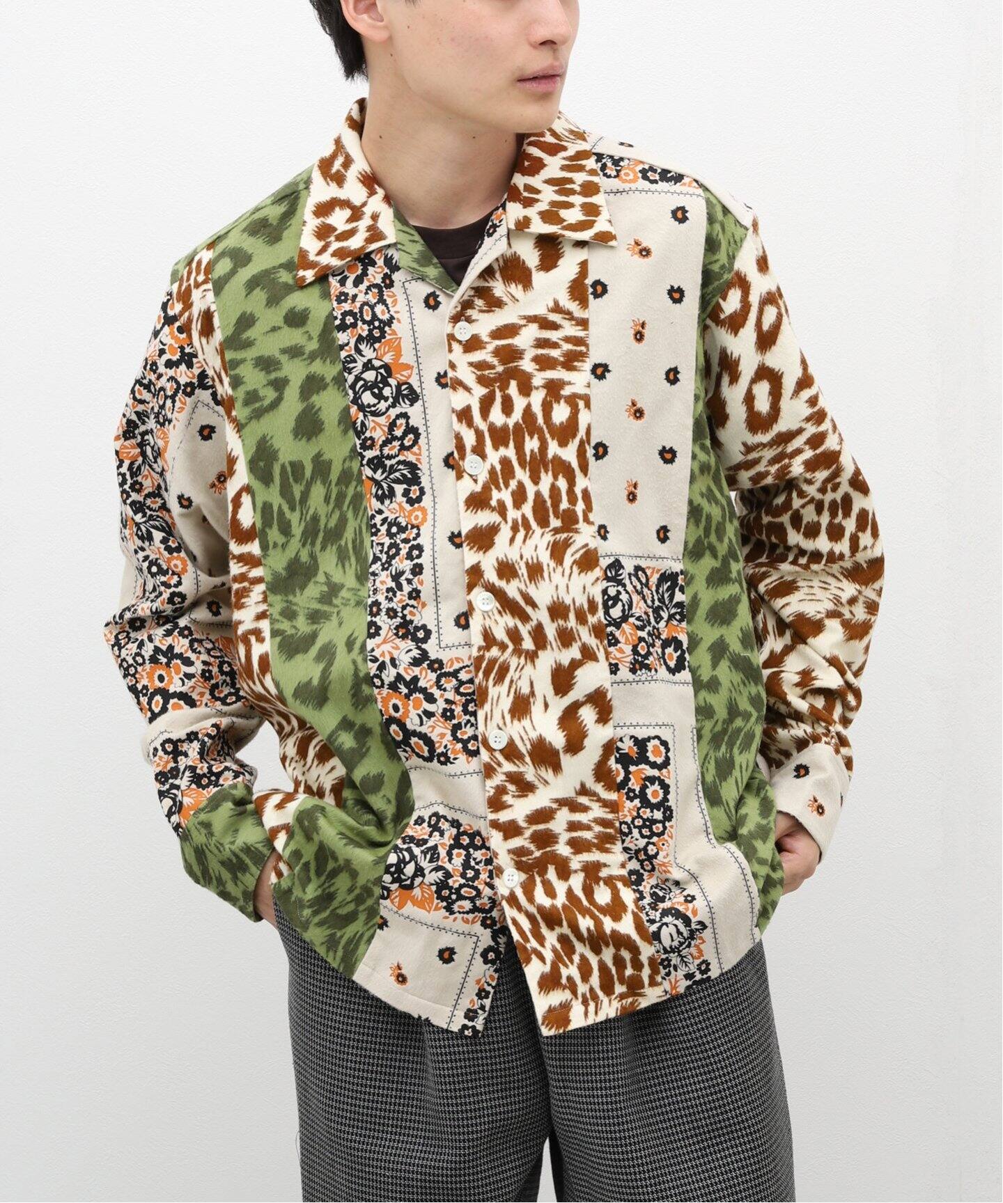 NOMA t.d. / ノーマ ティーディー】Flannel Open Collar Shirt(パッチ 