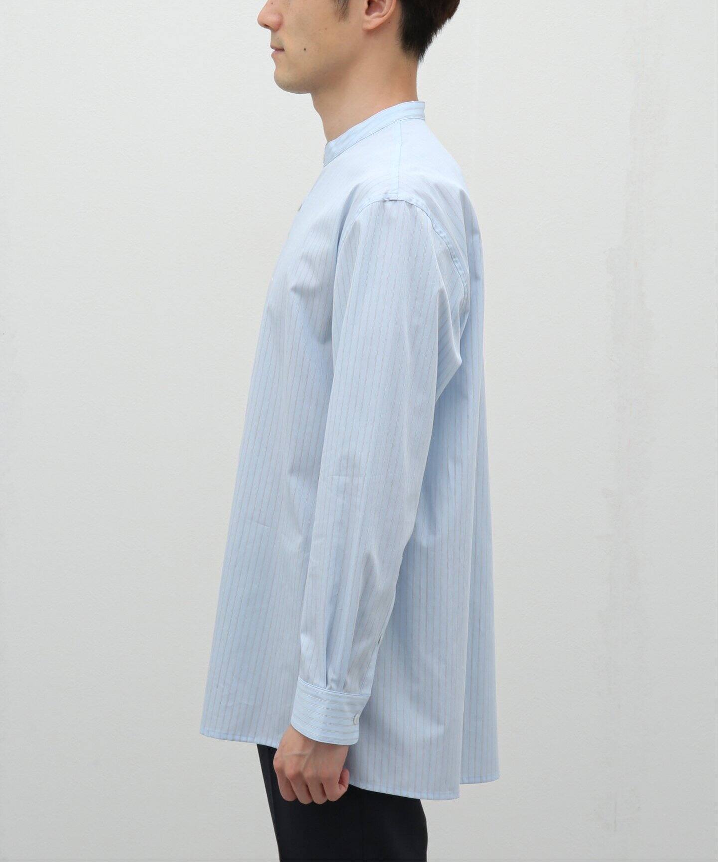 Cale / カル】60/1 ストライプ バンドカラーシャツ（シャツ／ブラウス 