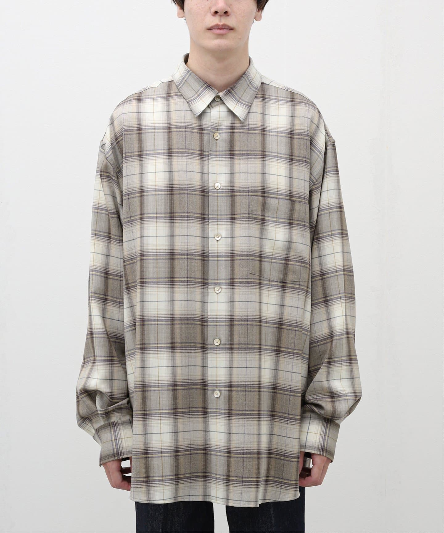 AURALEE SUPER LIGHT WOOL CHECK シャツ-