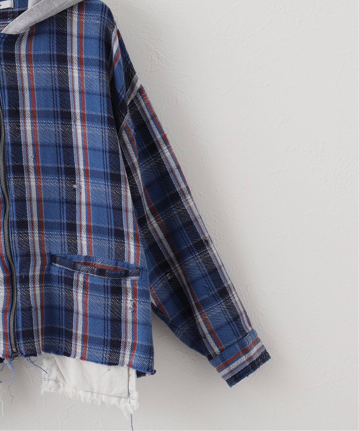 JIEDA / ジエダ】DAMAGE FLANNEL HOOD SHIRT（シャツ／ブラウス 