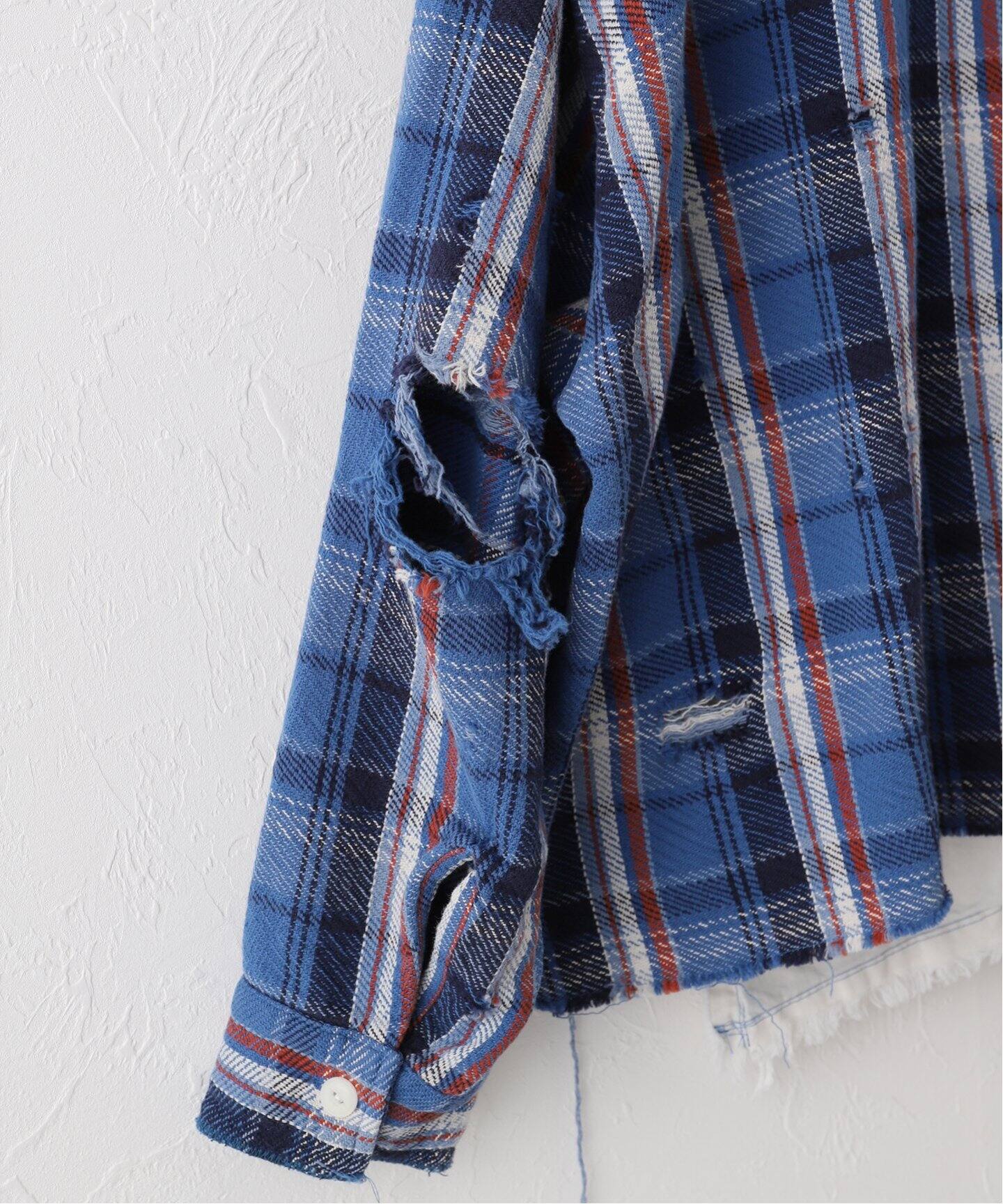 JIEDA / ジエダ】DAMAGE FLANNEL HOOD SHIRT（シャツ／ブラウス 