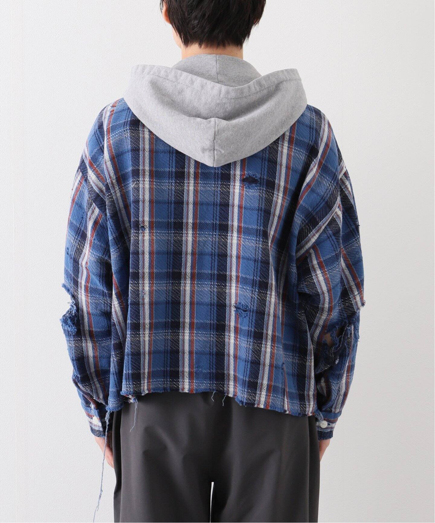 JIEDA / ジエダ】DAMAGE FLANNEL HOOD SHIRT（シャツ／ブラウス  