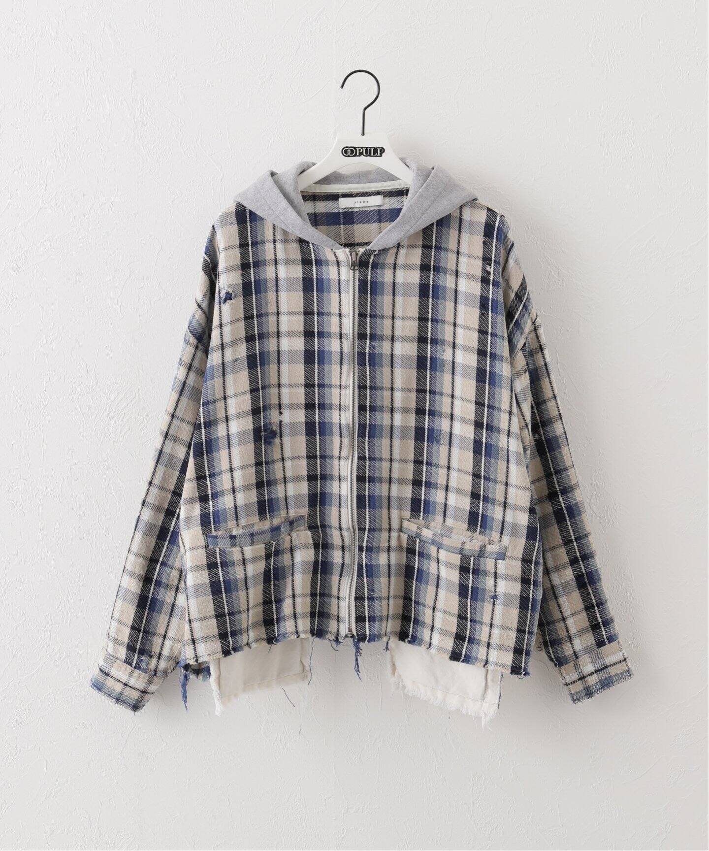 JIEDA / ジエダ】DAMAGE FLANNEL HOOD SHIRT（シャツ／ブラウス  
