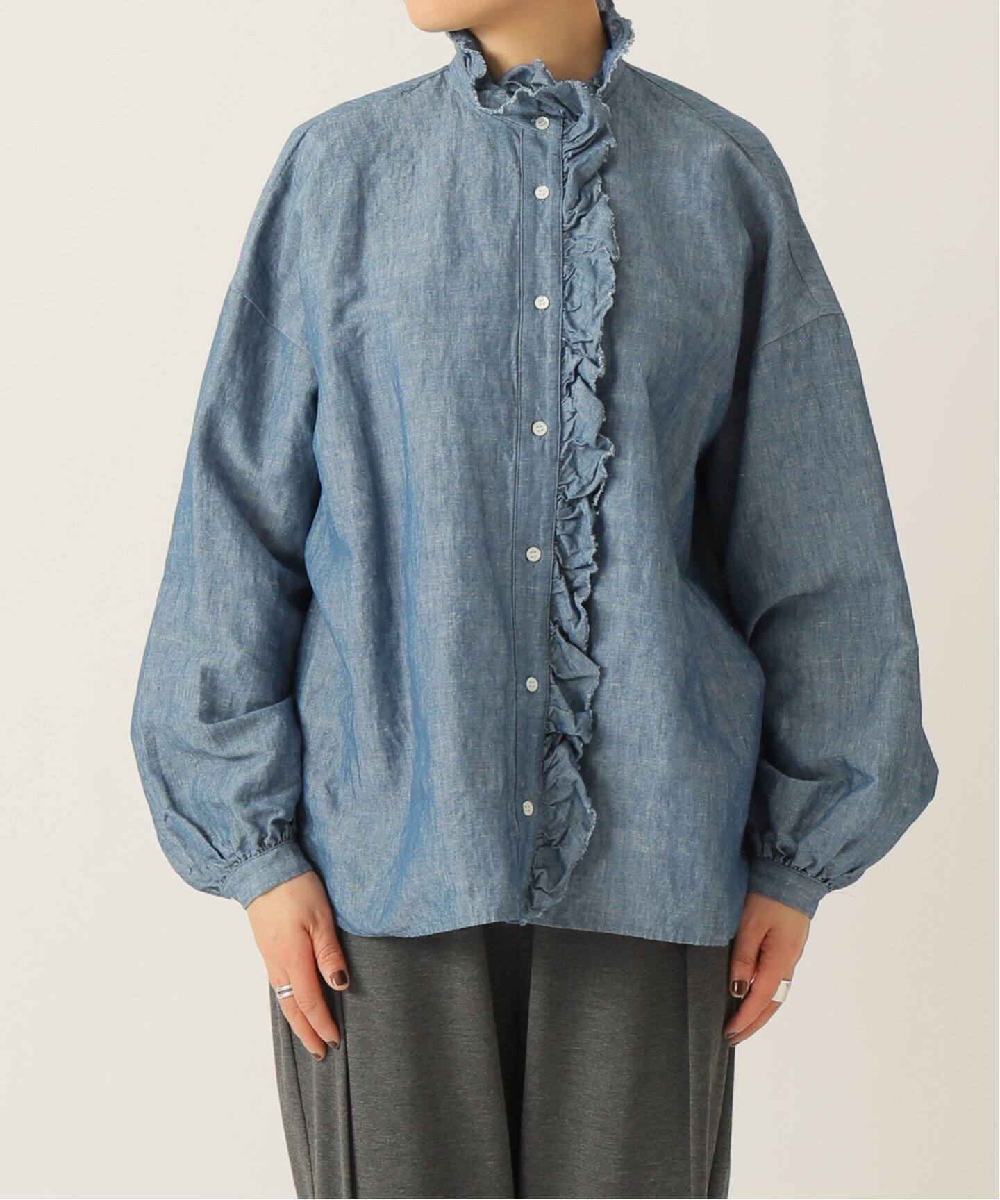 CLシャンブレー フリルブラウス（シャツ／ブラウス）｜journal  