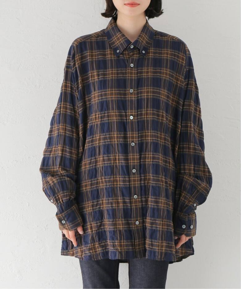 シャーリングデザインブリーチチェックシャツ GRANCY 取り合え 