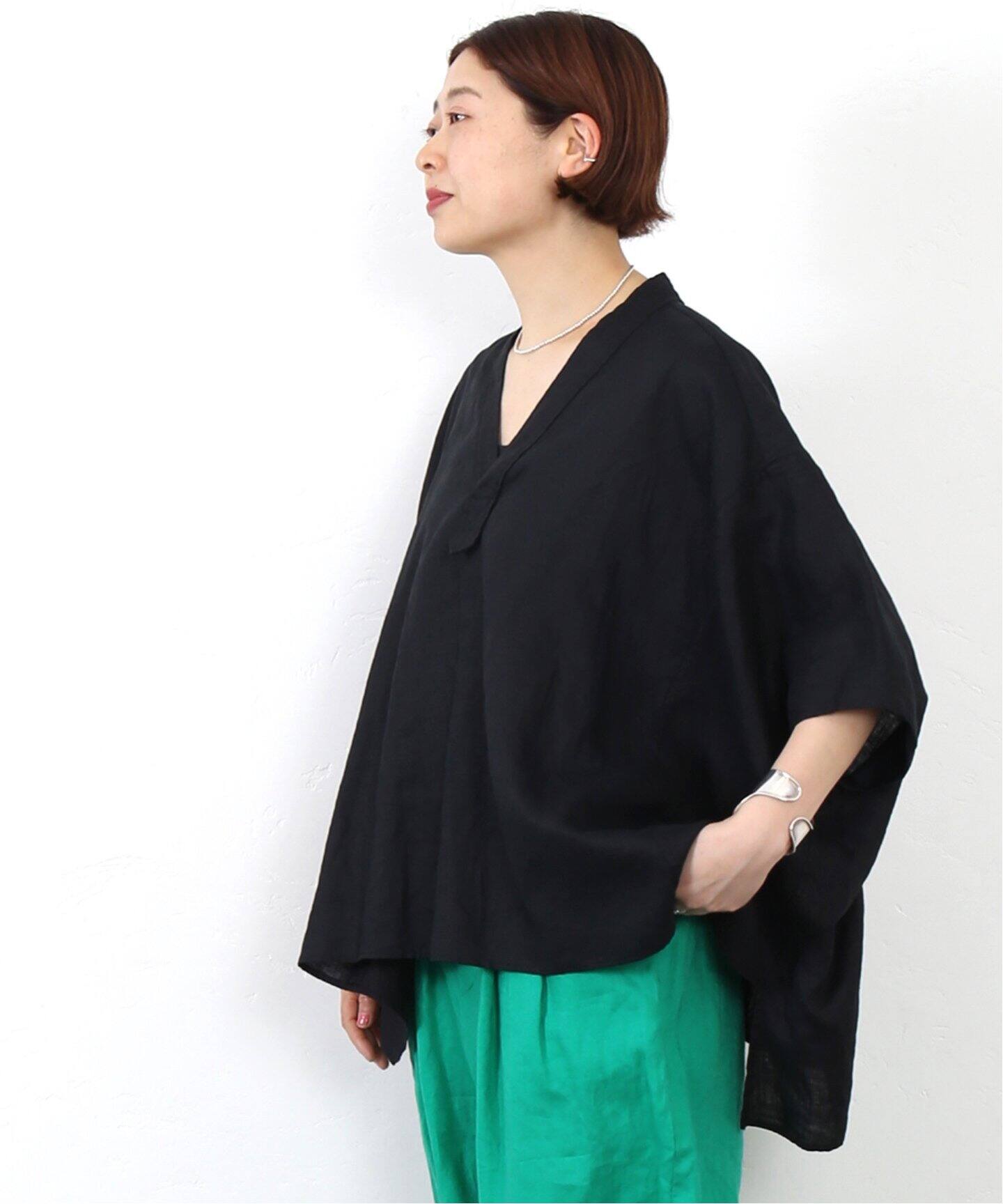 40リネンワッシャー Vスキッパーシャツ（シャツ／ブラウス）｜journal 