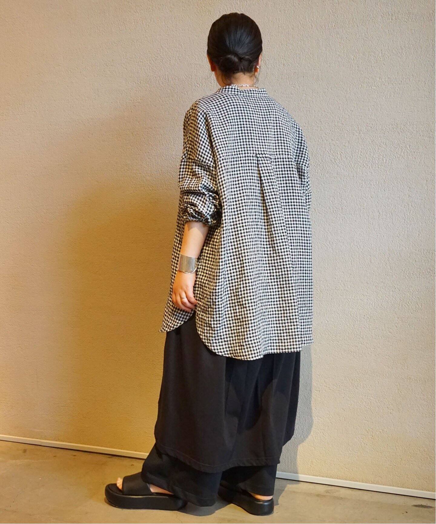 リネンギンガム スタンドカラーシャツ（シャツ／ブラウス）｜journal 