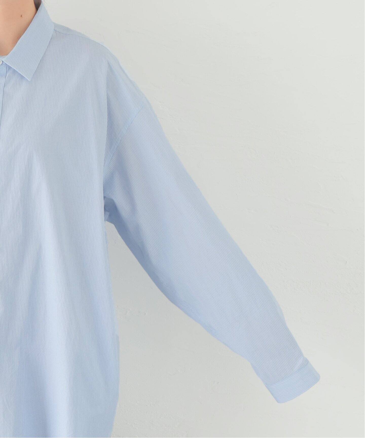 ATON/エイトン】SHRINK STRIPE OVERSIZED SHIRT（シャツ／ブラウス 